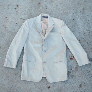 Vintage Brooks Brothers Beige Blazer Jacket Made in USA 80s Lined 3 Button Coat